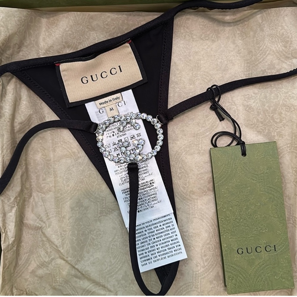 Brand New; Never worn - Gucci interlocked GG in Swarovski crystals bikini